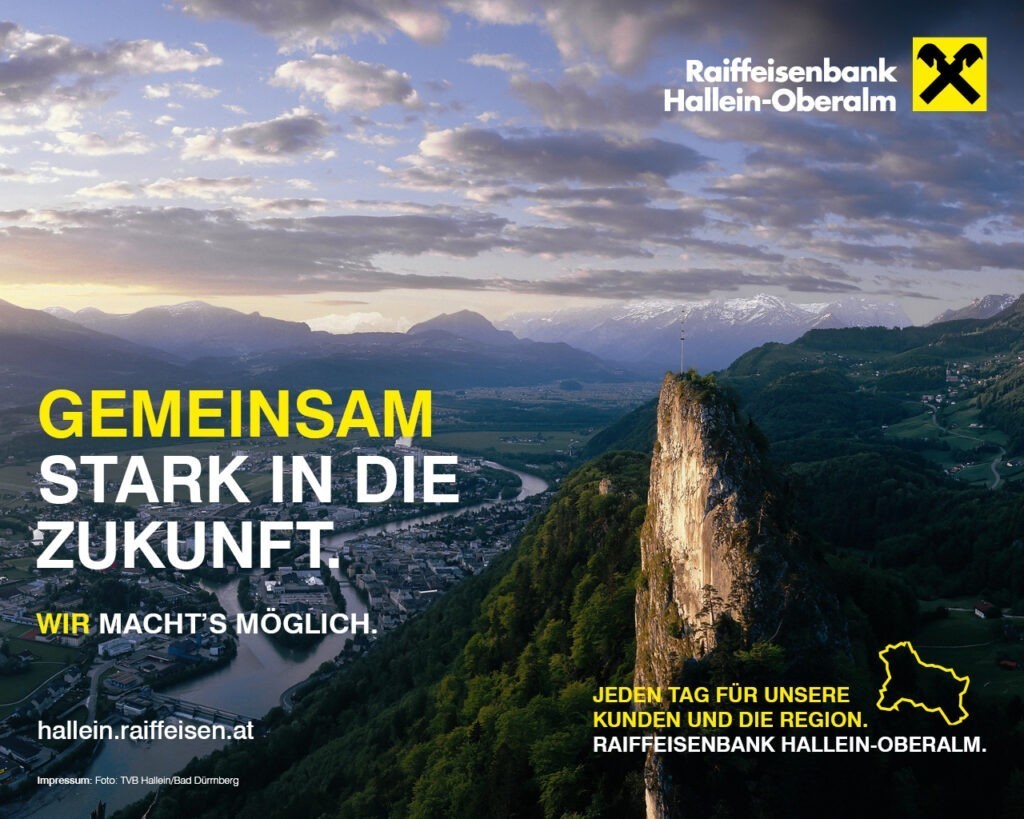 Sujet der Kampagne der Raiffeisenbank Hallein-Oberalm mit Barmsteine Hallein